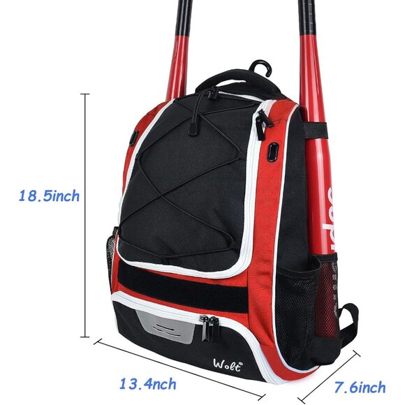Youth Baseball Bag - Bat Backpack for Baseball, T-Ball & Softball Equipment & Ge - Picture 2 of 7